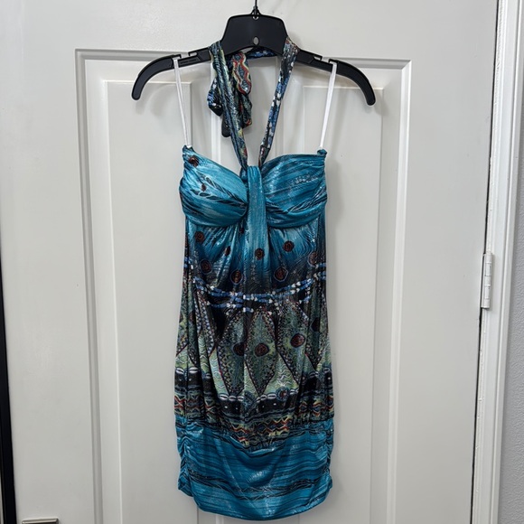 april Dresses & Skirts - Blue Sundress with Halter Neckline